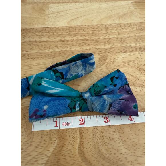 The Tie Rack Set of Matching Bow Tie & Cummerbund Blue Purple Floral One Size JL - Picture 10 of 12